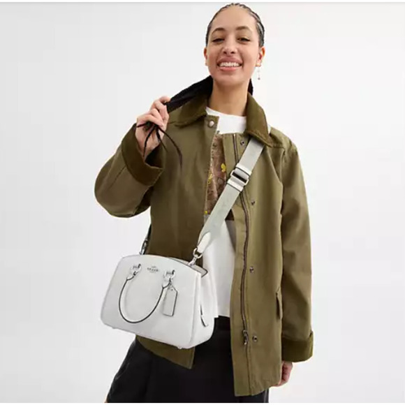 Coach Webbing Strap In Webbing and Smooth Leather/Silver/Chalk CR460 NWT - Picture 5 of 6